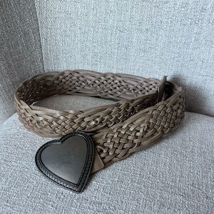 Western Altar’d State Woven Belt with Heart Buckle - Taupe size Small/ Medium